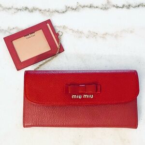Miu Miu Red and Pink Leather Wallet
